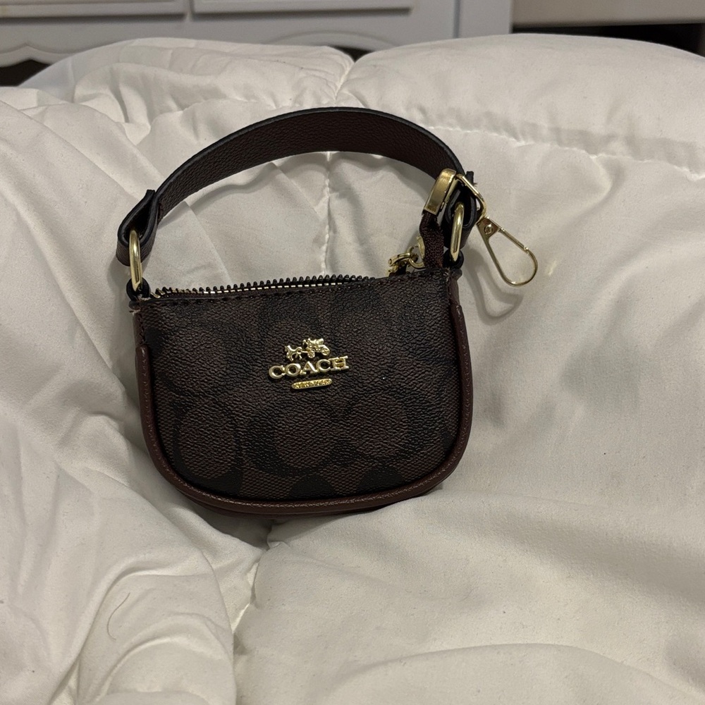 Coach Dark Brown Mini Bag charm with Gold Accents - Picture 3 of 6